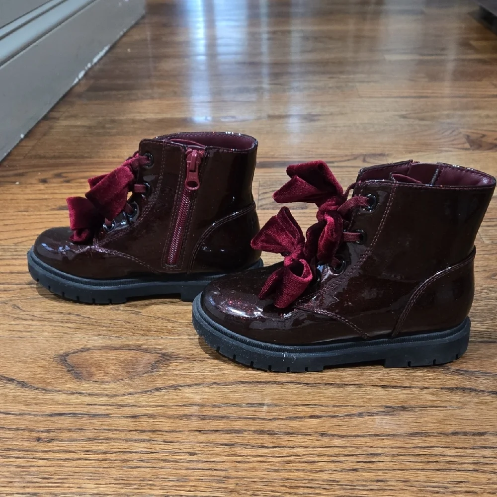 Target Burgundy Glitter Bow Ankle Boots - Picture 4 of 8